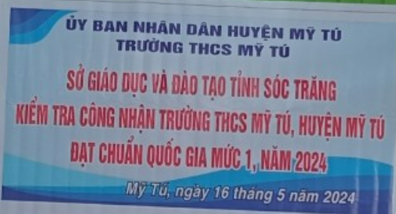 TRƯỜNG THCS MỸ TÚ TIẾP ĐOÀN KIỂM TRA CÔNG NHẬN TRƯỜNG ĐẠT CHUẨN QUỐC GIA CỦA SỞ GIÁO DỤC VÀ ĐÀO TẠO NĂM 2024